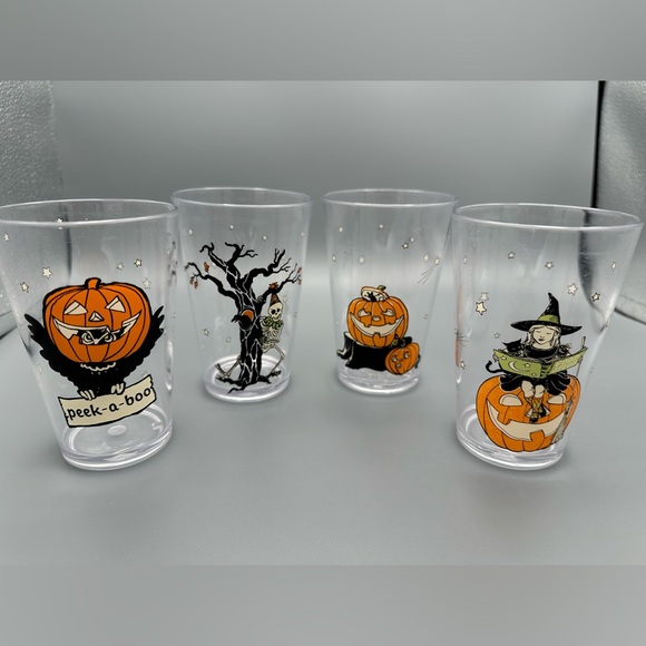 Pottery Barn Kids Halloween Plastic Cups Tumbler Set -Pumpkin, Skeleton, Witch - Picture 1 of 12